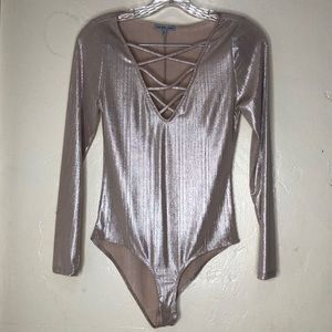 Nude metallic bodysuit